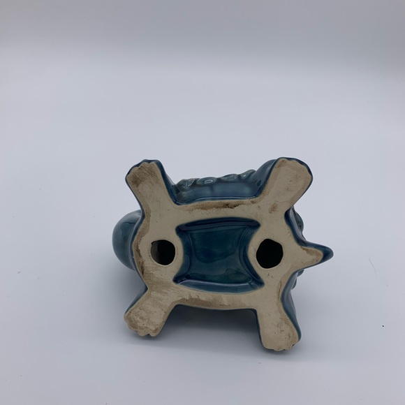 Blue & White Tea Light Ceramic Turtle Candle Or Plant Holder Crackle - Picture 12 of 12